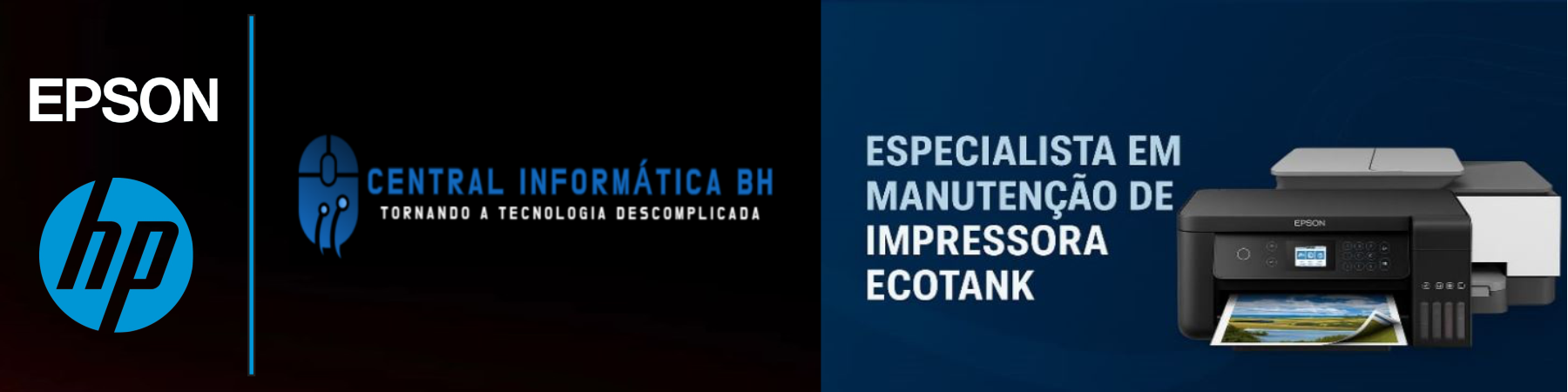 Central informática BH - Manutenção e conserto de impressora em Belo Horizonte, Assistência técnica multimarcas, Epson, HP, Canon, conserto e manutenção de impressora ecotank, impressora laser, impressora jato de tinta em Belo Horizonte.